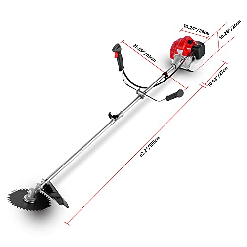 4-in-1 Weed Wacker 58cc Gas String Trimmer,Brush Cutter Straight Shaft Red