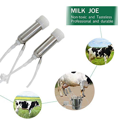 3L Cow Electric Milking Machine, Automatic Rechargeable Battery Powered Pulsation Vacuum Pump with 2 Teat Cups Stainless Steel Bucket for Goat(Battery Model) - color: Cow, size: 3LBattery