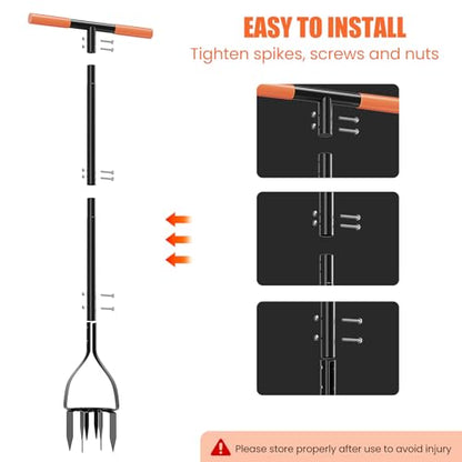 Luvenia Hand Tiller Cultivator with 5.1 Inch Deep 8 Steel Teeth, Manual Soil Tiller Garden Tool 40 Inch with Anti-Slip Pedal，Garden Claw for Weeding, Planting Aerating, Mixing Soil