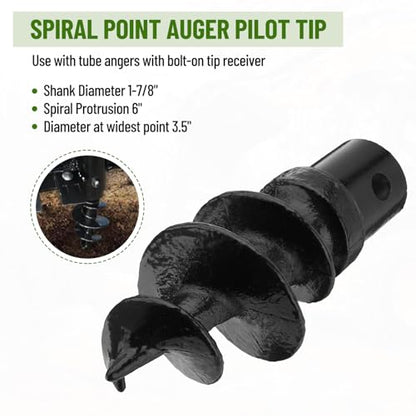 Bolt-On Spiral Point Auger, with 2 Pack 3 Point Auger Cutting Edge