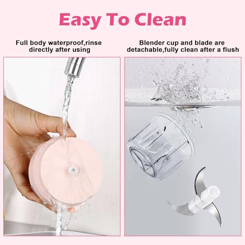 Electric Garlic Mincer, 250ML Small Onion Chopper USB - color: 250ML Pink