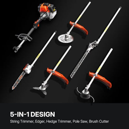 WORKIT 5-in-1 Gas Weed Wacker, 52cc 2-Stroke 18" String Trimmer - size: 5 IN 1-52CC