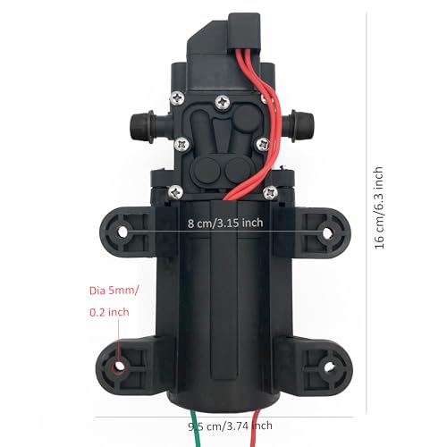 12V DC Diaphragm Water Pump, Self-Priming 80 PSI 1.2 GPM