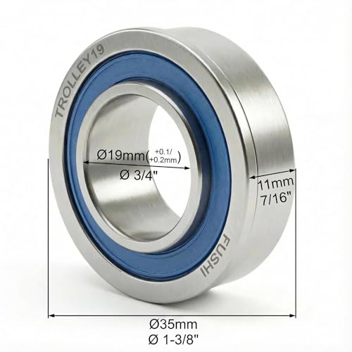 4 Pcs Blue Sealed Flanged Ball Bearings ID 3/4" x OD 1-3/8", Applicable Lawn Mower, Wheelbarrows, Carts & Hand Trucks Wheel Alternative to 532009040, AM118315, AM127304, 10513, 251210 Etc
