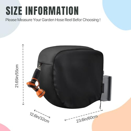 Hose Reel Cover 500D Waterproof 23.6x12.6x21.65in Black - color: Black, size: 23.6x12.6x21.65in