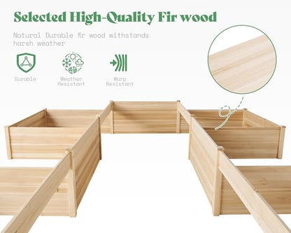 AMERLIFE H-Shaped Raised Garden Bed, 12x12x2ft, Double-Layer Planter Box - size: 12 x 12 x 2 ft