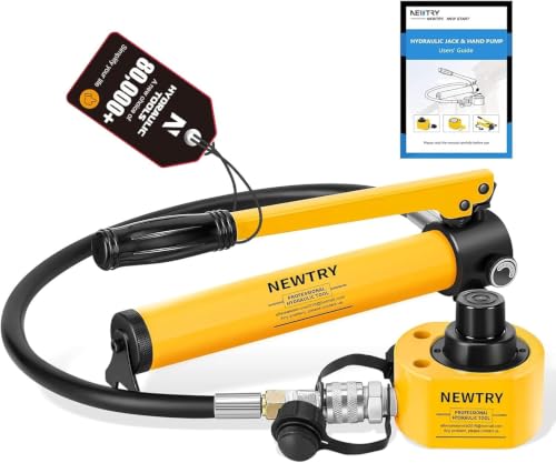 NEWTRY 10T Low Profile Jack+ CP-180 Hand Pump, 1" Stroke Multi-Section - size: 10T Hydraulic Jack + cp-180 Pump