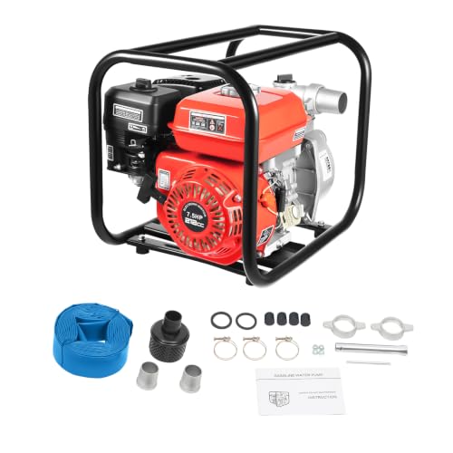 2" Gas Trash Pump with Hose, 7.5HP 212cc, 114 GPM, 98ft Head (2 inch) - size: 2 inch