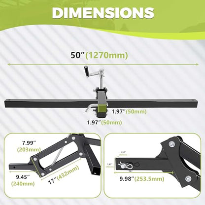 KUAFU ATV/UTV Manual Implement Lift, 1-Point and 2-Inch Receiver, 50 in,