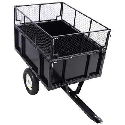 Geelife ATV Trailer Steel Dump Cart, 750lbs 22 Cubic Feet Utility Trailer Lawn Garden Trailer with Heavy Duty Tow Behind Carts and Removable Sides for Tractors, ATV, UTV, Lawn Mowers