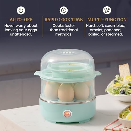 Elite Gourmet EGC1215M Easy Egg Cooker, Two-Tiered, 14-Egg, Mint - color: Mint, size: 14-Egg