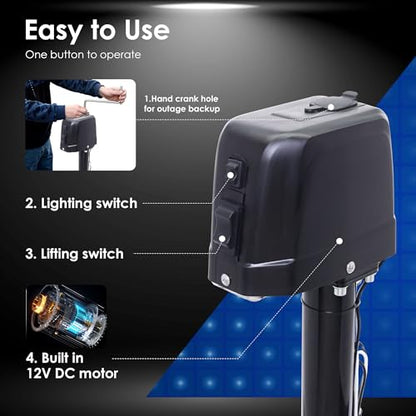 POLESTAR Electric Trailer Jack 3500lbs, Power A-Frame Electric Tongue Jack for Lifting RV Travel Utility Trailer Camper, Trailer Jack with 4.5" Drop Leg & LED Light & Manual Crank, 9-27" Lift - size: Electric A-Frame 3500 lbs