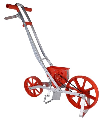 Agri-Fab Push Garden Seeder Planter with 7 Interchangeable Seed Plates, 3 lb Capacity Hopper and Adjustable Row Marker, Orange