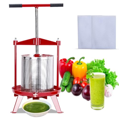 3.69 Gal Stainless Steel Fruit and Wine Press, Manual Fruit Wine Press, With T-Handle, Stable Triangular Structure, Wine Making Press for Outdoor, Kitchen - size: 3.69Gal