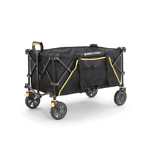 Gorilla Carts Collapsible Folding Outdoor Utility Wagon, 7 Cu Ft, Black - color: Black