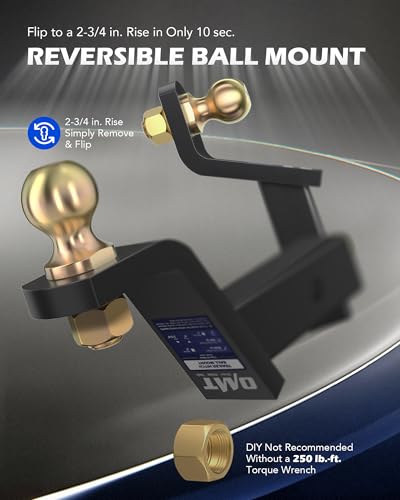 OMT Trailer Hitch Ball Mount, 2" Receiver, 4" Drop, 8000 lb Capacity - size: 2" Ball, style: 4" Drop & 2-3/4" Rise