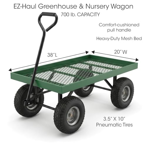 FarmTek EZ-Haul Utility Cart Wagon (20" W x 38" L, Single Deck) - size: 20"W x 38"L