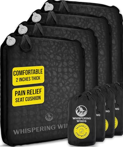 Whispering Winds Inflatable Seat Cushion - color: Black - 4pack, size: Large