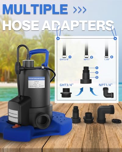 AgiiMan 1HP Automatic Pool Cover Pump, Submersible Sump Pump - color: Blue