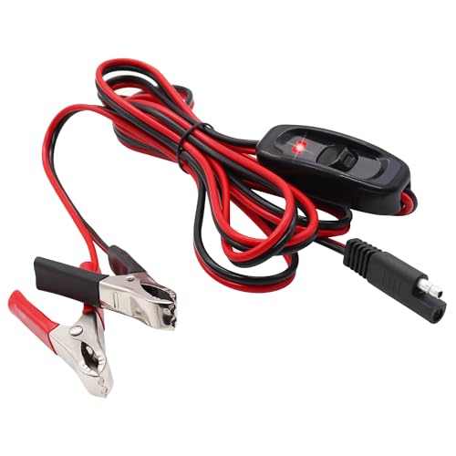 mxuteuk 8FT SAE 16AWG Wire Harness with On/Off Switch Silver Alligator Clips,12V Sprayer Parts Switch Wire Harness with Lamp,for Sprayers,Tractors,ATV,UTV,and Other Battery Power Supplie - color: Silver
