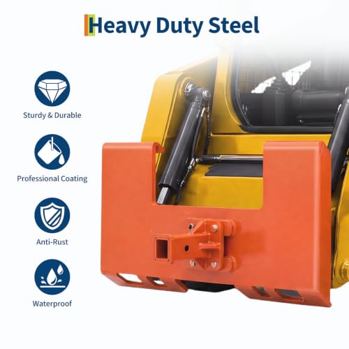 Garvee 3/8" Skid Steer Attachment Plate, 2" Removable Receiver, Orange - color: Orange