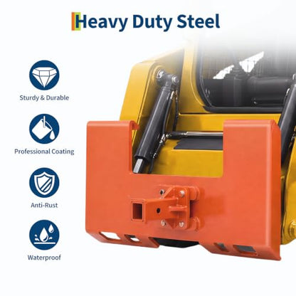 Garvee 3/8" Skid Steer Attachment Plate, 2" Removable Receiver, Orange - color: Orange