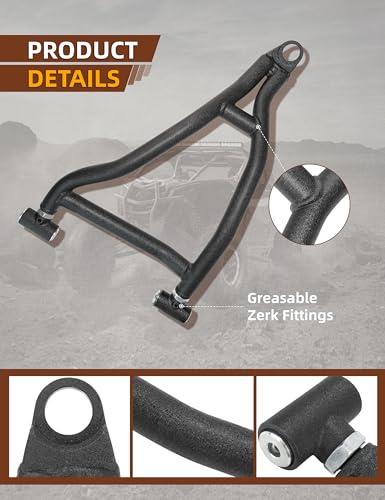 High Clearance Front Upper & Lower A-Arms Kit for 2017–2020 Polaris RZR S 900 & 2017–2018 RZR 4 900, Forward Offset Suspension Arms, Heavy-Duty Steel, Wrinkle Black Powder Coated - size: Front