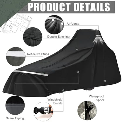 600D Waterproof Tractors Cover Replace for John Deere 1,2,3 Series/Kubota - size: With Backhoe
