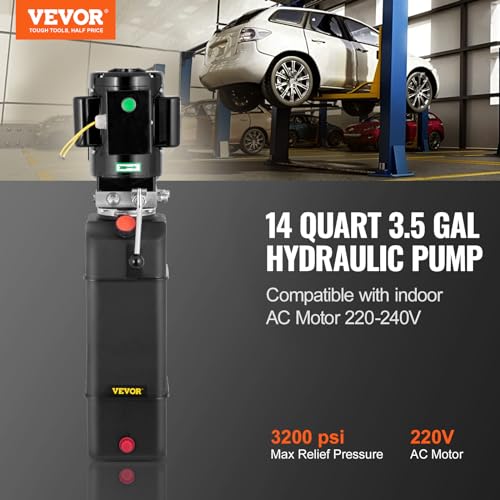 Mophorn Hydraulic Pump 2950 PSI 60HZ Hydraulic Power Unit 3 HP 220V Hydraulic Power Pack for 2 & 4 Post Lifts Car Lift Hydraulic Power Unit with 3.5 Gallon Reservoir - size: 14 Quart, style: Single Acting