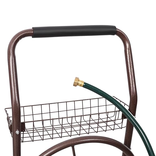 Expressions Heavy Duty Hose Reel Cart with Wheels 250 Ft Hose Capacity Metal Caddie for Lawn Care