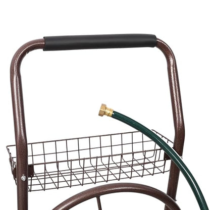 Expressions Heavy Duty Hose Reel Cart with Wheels 250 Ft Hose Capacity Metal Caddie for Lawn Care