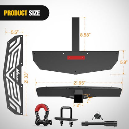 Nilight Hitch Step 2" Receiver Universal with Anti-Theft D-Ring Shackle - color: Hitch Step w/D-Ring Shackle