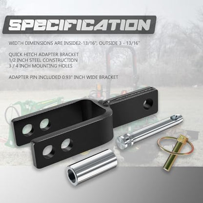 Camoo Versatile Quick Hitch Adapter Fit for Category 1, 3-Point Quick Hitch - size: Adapter + Sleeve
