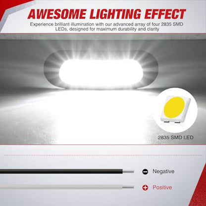 Nilight 3.7" White Oval Side Marker Light, 4 LED IP68 Waterproof - color: White 3.7" 10Pcs