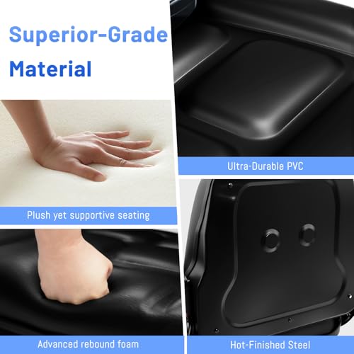 Universal Forklift Seat/Tractor Seat - Compatible with Forklifts, Tractors, Zero-Turn Mowers, Skid Steers, Telehandlers, Backhoes, Excavators -Safety Belt, Adjustable Backrest,Sliding Rails, Black - size: (L:6.7"-11.2"/W:9"-13")