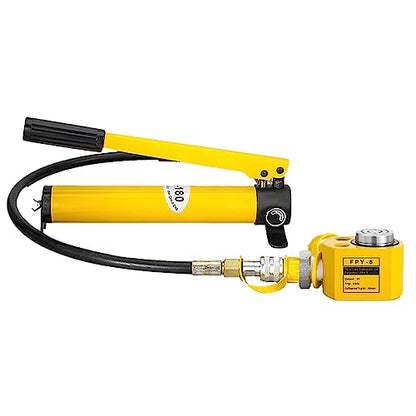 5T 6mm/0.24" Stroke Hydraulic Cylinder Jack Sets Mini Hydraulic Ram Jack Porta Power Kits Retract Automatically Split Hydraulic Single Acting Lifting Cylinders with CP-180 Hydraulic Hand Pump - size: 5T, 6mm/0.24" Stroke + CP-180 Pump