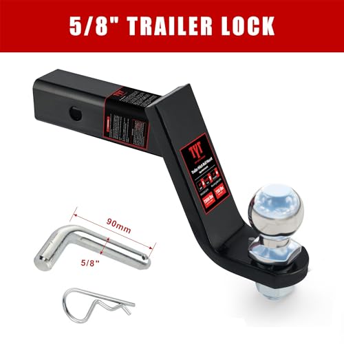 TYT Trailer Hitch Ball Mount Kit, 4-Inch Drop, Fits 2-Inch Receiver, 2-Inch Trailer Ball with 5/8" Hitch Pin Clip, Rated 7,500 lbs GTW / 750 lbs TW - size: 4"drop with Pin