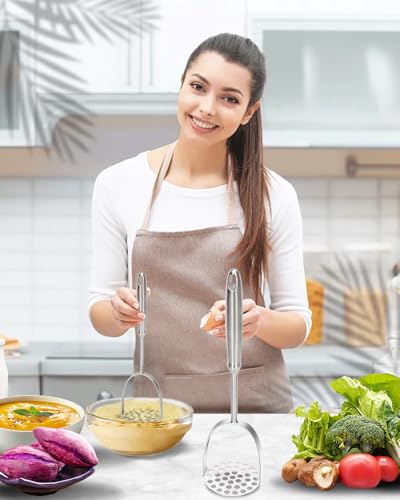 Brigii Potato Masher, Uncoated Stainless Steel Potato Press, One-Piece - color: Silver