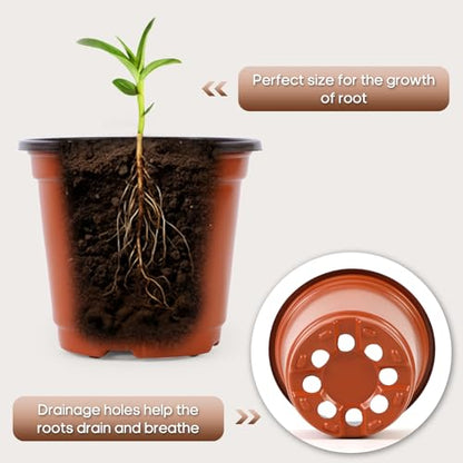 4 Inch 300 Pack Plastic Nursery Pots with Drainage Holes with 300pcs Labels - size: 4inch 300pcs