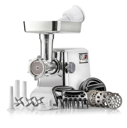STX International Turboforce 3000 Series 5-in-1 Electric Meat Grinder | 3000W Max | 3-Speed | Size #12 | 5 Grinding Plates | 3 Stainless Steel Blades | Sausage Stuffer | Kubbe Maker & More Included - size: 5-In-1 - Size #12 No Foot Pedal