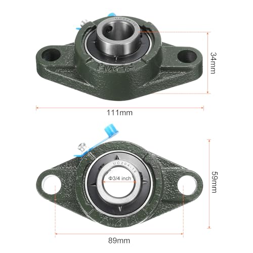 uxcell 2pcs UCFL204-12 Pillow Block Bearings 3/4 in Bore Self Alignment - size: UCFL204-12