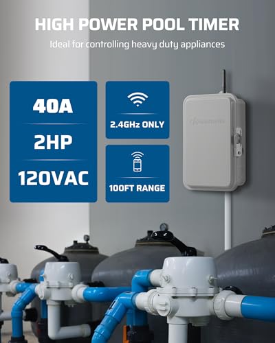 DEWENWILS Pool Pump Timer, Outdoor Smart WiFi Timer Box, 40A 120VAC 2HP - style: 120VAC 2HP
