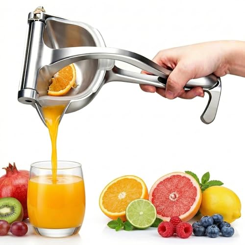 Manual Juicer Hand Press – Handheld Fruit Juicer Squeezer for Orange, Lemon, Lime & Citrus – Heavy Duty Metal Juice Squeezer with Non-Slip Base