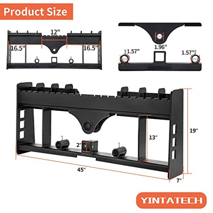 YINTATECH 2500lbs Pallet Fork Frame, Skid Steer Pallet Fork Frame for Kubota Bobcat Skid Steer Loaders Tractors