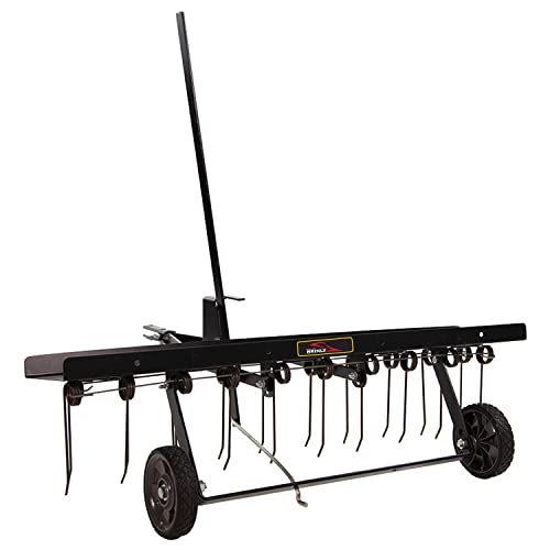 Brinly DT-402BH-A Tow Behind Dethatcher with Transport Mode, 40", Matte Black - color: Matte Black