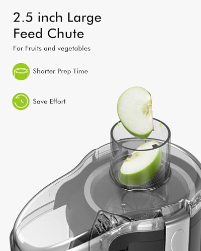 SIFENE 350W Compact Centrifugal Juicer Machine, 2.5" Chute, 3-Speed, Black - color: Black