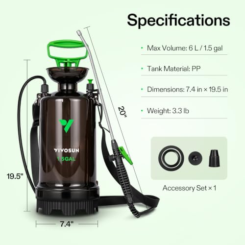 VIVOSUN Pump Sprayer 1.5 Gallon, Leak-Resistant Spray Bottle