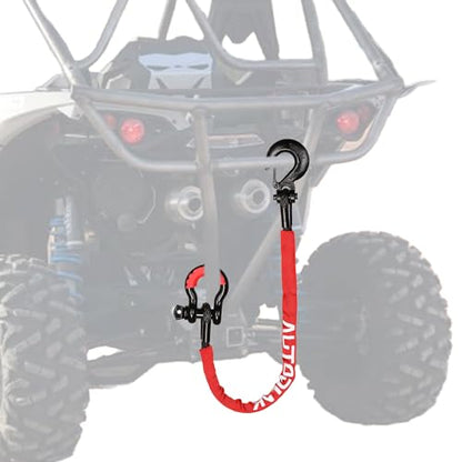 2.5FT UTV ATV Recovery Strap 19400LBS with Winch Hook and D-Ring Shackle, Synthetic Tow Rope Premium Mudding Accessories - size: 2ft