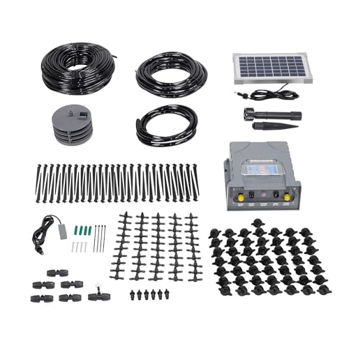 AEO Solar-Powered Automatic Watering Drip Irrigation System, 50 Drippers, 155 ft for Balcony Greenhouse Raised Garden Bed - size: 50 Drips