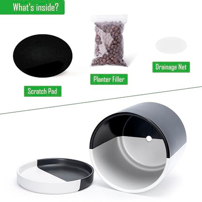 D'vine Dev 10 Inch Ceramic Planter Pot, Black White Split, 94-O-E-0 - color: Split Monochrome Black & White, size: Large